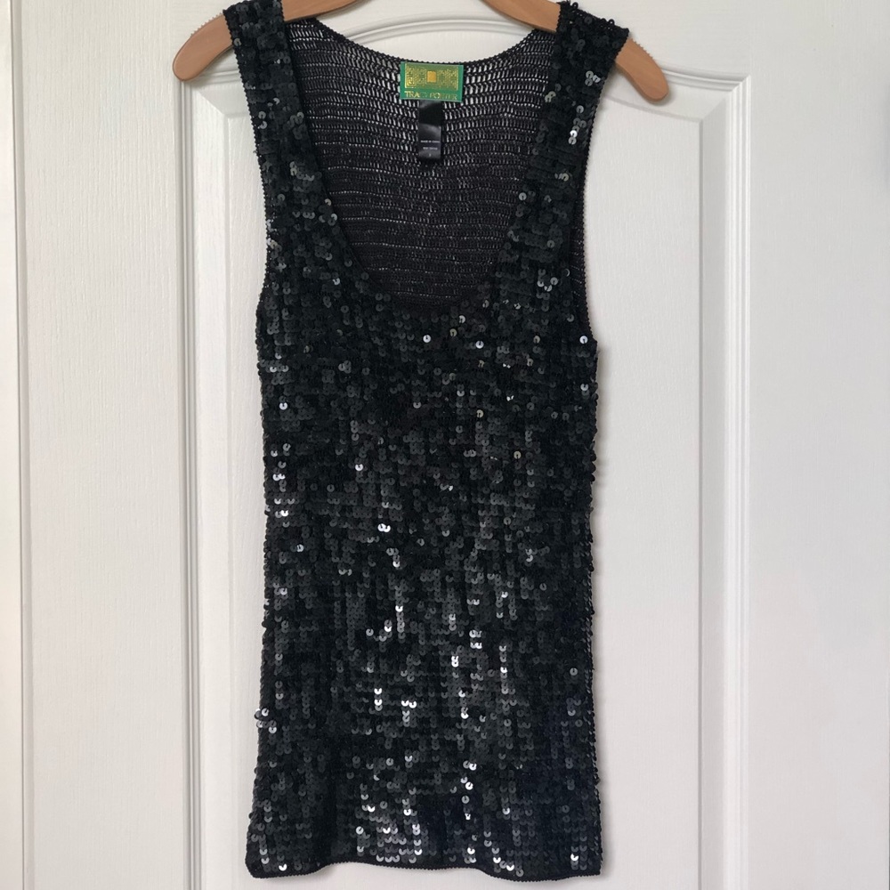 Tracy Porter Black Sequin Top